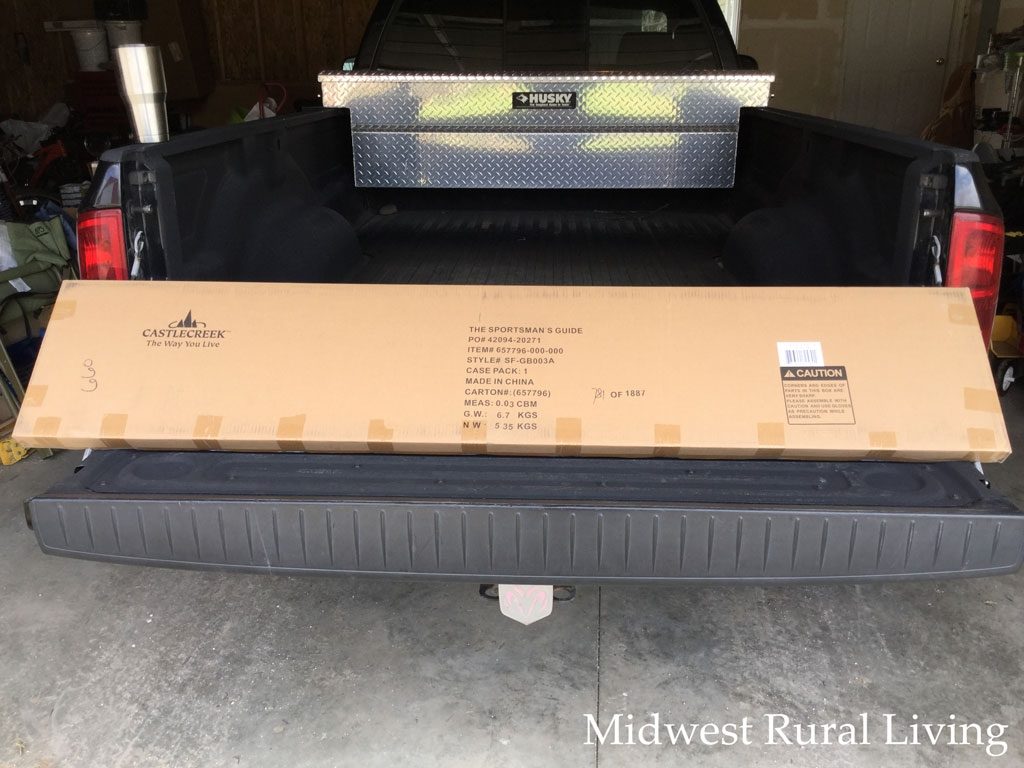 The box the Castlecreek Large Galvanized Raised Bed Planter Box comes shipped in.